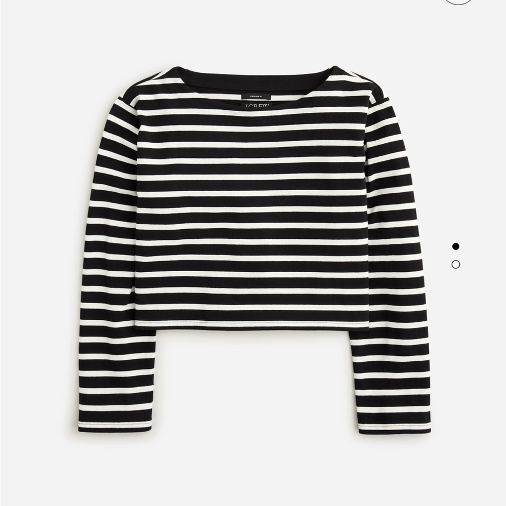 J.Crew Cropped Mariner TShirt. Size Small. Black with white stripes. New